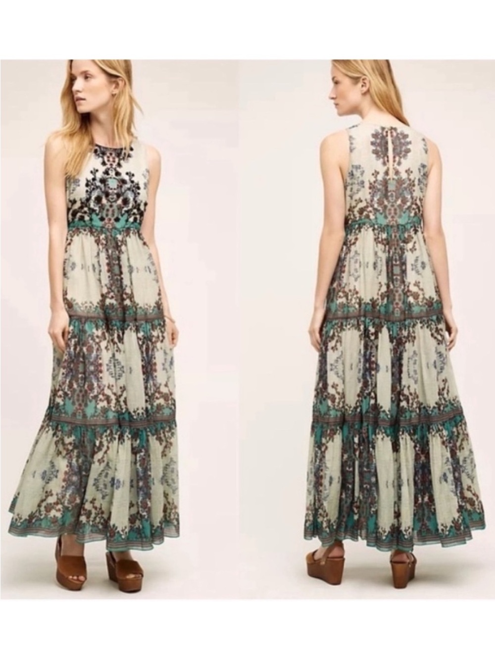 ANTHROPOLOGIE Bhanuni by Jyoti Madera Maxi Dress Sleeveless Floral size 2P